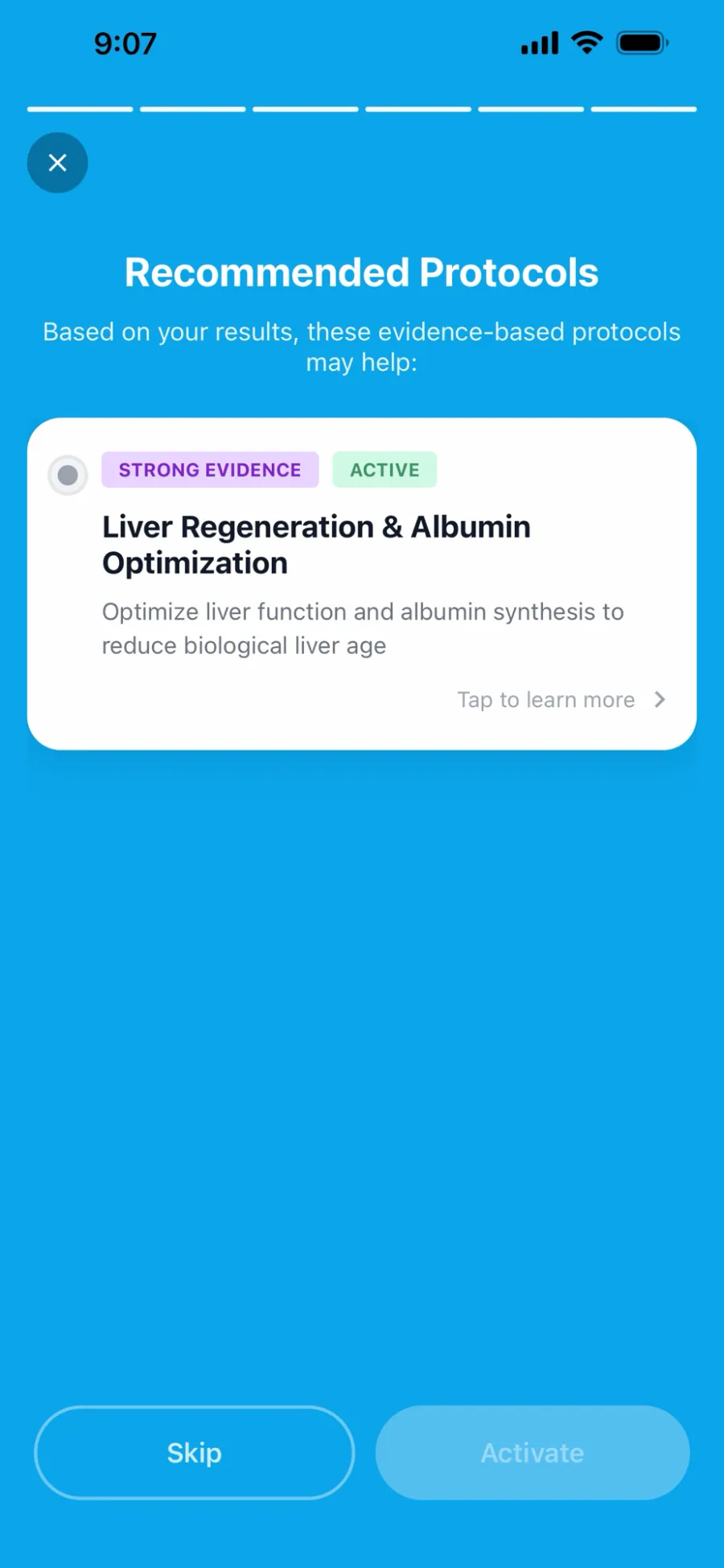 Recommended liver regeneration protocol in the GlowUp app